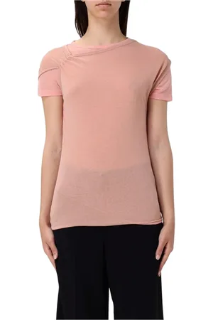 Pinko Top, Dame, Lyserød, M, Uld, Stilfuld Lagdelt Kortærmet Top