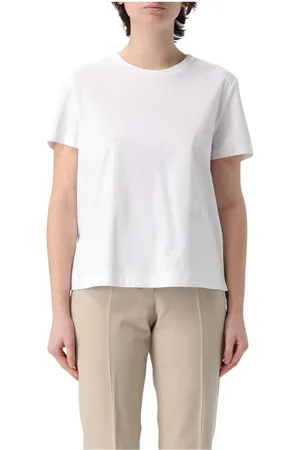 Max Mara Top, Dame, Hvid, XS, Bomuld, Sort Crew Neck T-Shirt