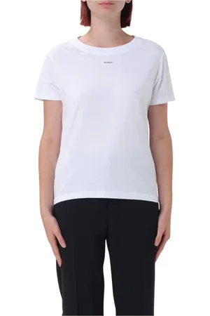 Pinko Top, Dame, Hvid, S, Bomuld, Elegant Lime T-shirt til kvinder