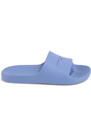Tommy Hilfiger Sko, Dame, Blå, 36 EU, Uld, Blå Slide Sandaler med EVA og Bloom Skum
