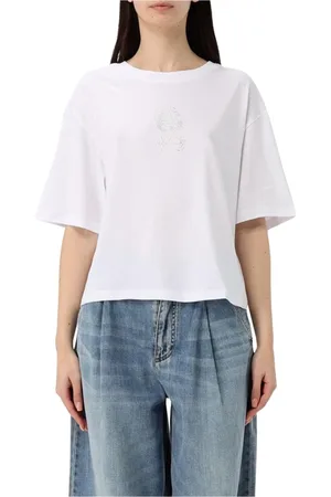 Armani Exchange Top, Dame, Hvid, L, Bomuld, Krystal Logo Hvid T-shirt