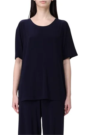 Norma Kamali Top, Dame, Blå, M, Polyester, Elegant Blå Kortærmet Sweater