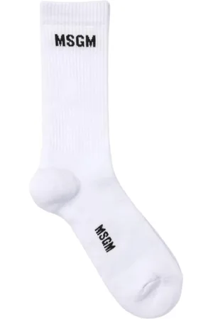 Msgm Undertøj, Herre, Hvid, ONE SIZE, Uld, Luksus Hvide Logo Sokker