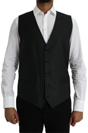 Dolce & Gabbana Jakkesæt, Herre, Sort, 2XL, Uld, Sort Uldformel Kjole Vest