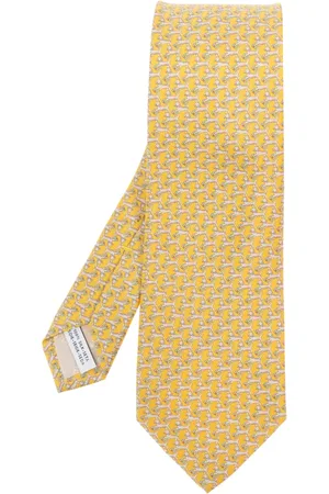 Salvatore Ferragamo Tilbehør, Herre, Gul, ONE SIZE, Tyl, Silkeslips
