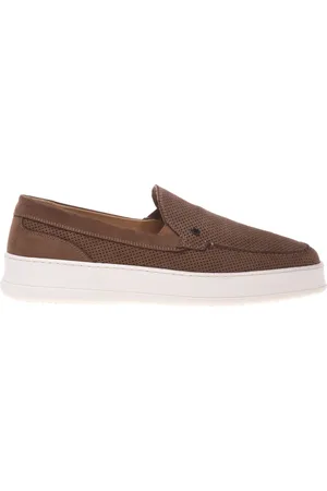 BALDININI Sko, Herre, Brun, 42 EU, Suede, Perforated nubuck leather slipper