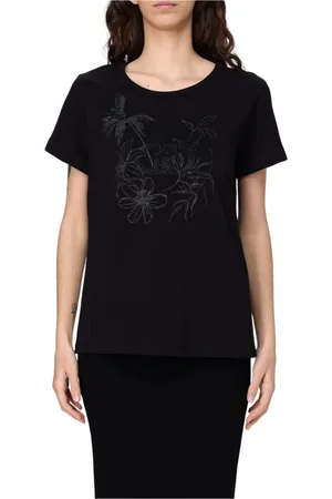 Liu Jo Top, Dame, Sort, M, Uld, Blomst Rhinestone T-shirt Stilfuld Beige Kvinder