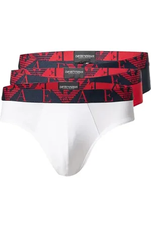 Emporio Armani Undertøj, Herre, Flerfarvet, XL, Bomuld, Rød Bomuld Herre Briefs Sæt