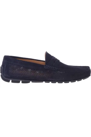 BALDININI Sko, Herre, Blå, 41 EU, Uld, perforated leather loafer