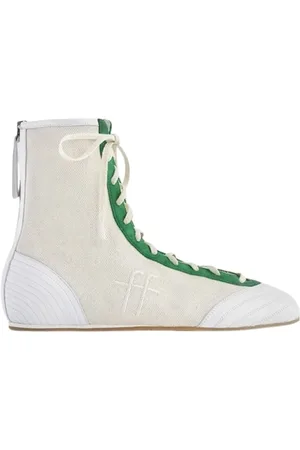 FORTE FORTE Sko, Dame, Hvid, 39 EU, Læder, Høje bokseinspirerede sneakers i hvid og grøn
