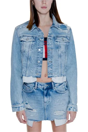 Tommy Hilfiger Jakke, Dame, Blå, S, Bomuld, Stilfuld Kvinders Jakke Bomuldsblanding