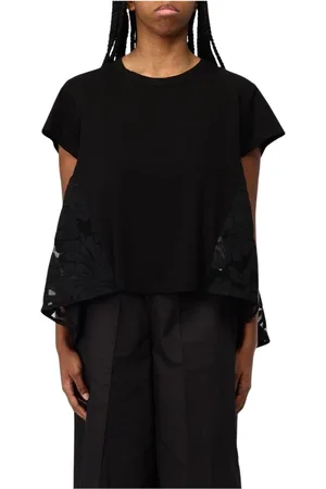 MEIMEIJ Top, Dame, Sort, M, Bomuld, Sort Blonde Detalje T-Shirt