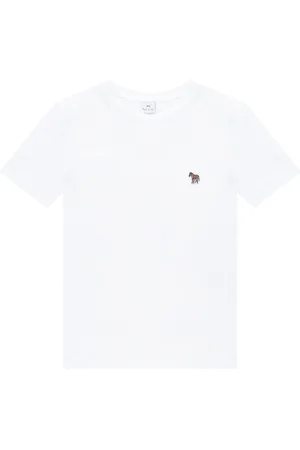 Paul Smith Top, Dame, Hvid, S, Bomuld, Zebra Patch Crewneck T-Shirt