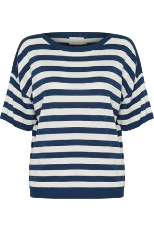 Kaffe Strik, Dame, Flerfarvet, 2XL, Nylon, Stribet Pullover med Glitrende Striber