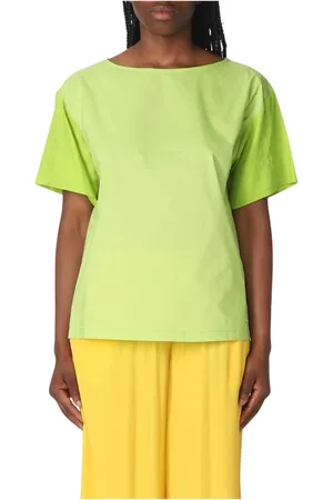 SEMICOUTURE Top, Dame, Grøn, S, Uld, Grøn Bådhals Top Stilfuld Alsidig