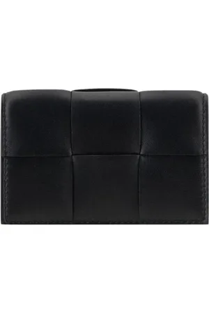 Bottega Veneta Tilbehør, Dame, Sort, ONE SIZE, Uld, Guld Intrecciato Kortholder Pung