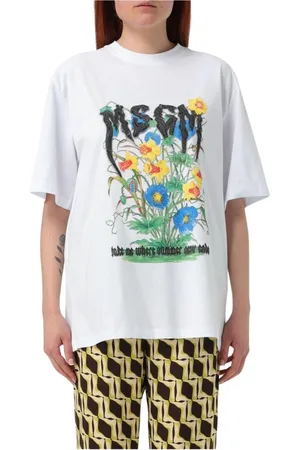Msgm Top, Dame, Hvid, S, Bomuld, Sommerblomstret T-shirt til kvinder
