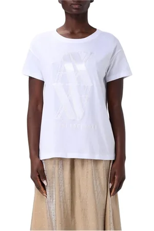 Armani Exchange Top, Dame, Hvid, XS, Bomuld, Præget Logo T-shirt