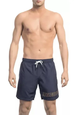 Bikkembergs Badetøj, Herre, Blå, M, Uld, Stilfulde Blå Badeshorts med Frontprint