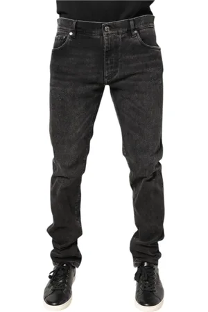 Dolce & Gabbana Jeans, Herre, Grå, XL, Denim, Grå Vasket Skinny Denim Jeans