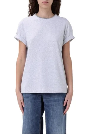 Brunello Cucinelli Top, Dame, Grå, XS, Grå Crew Neck Tee Elegant Stil