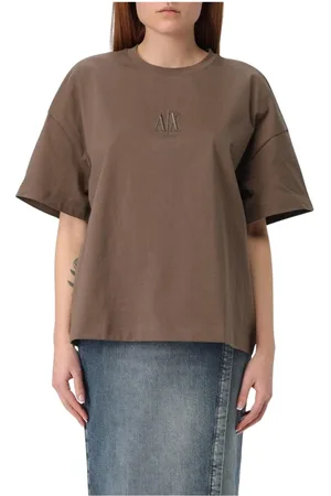 Armani Exchange Top, Dame, Grøn, M, Bomuld, Hvid Broderet Bomuld T-Shirt