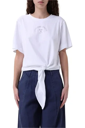 Emporio Armani Top, Dame, Hvid, L, Bomuld, Hvid Knotted Tee