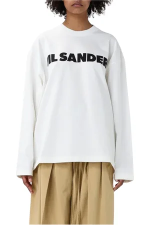 Jil Sander Top, Dame, Hvid, S, Bomuld, Minimalist Logo Pullover Sweater