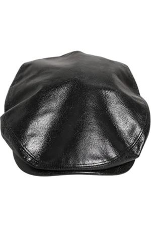 Dolce & Gabbana Tilbehør, Herre, Sort, 60 CM, Rayon, Sort Kalv Newsboy Cap