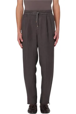 Brunello Cucinelli Bukser, Herre, Brun, 2XL, Linned, Blå Linned Casual Bukser