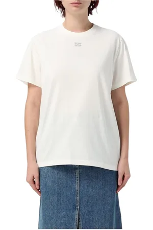 Ganni Top, Dame, Hvid, XS, Bomuld, Hvid Kortærmet Bomuld T-Shirt