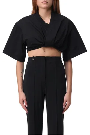 Jacquemus Top, Dame, Sort, S, Bomuld, Sort Twist-Front Top