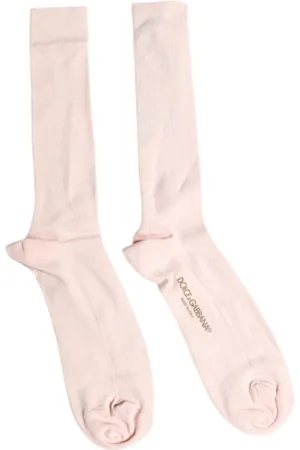 Dolce & Gabbana Undertøj, Herre, Lyserød, L, Bomuld, Luksuriøse Logo Bomuld Over Calf Sokker