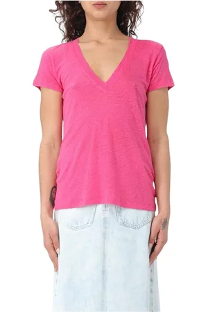 IRO Top, Dame, Lyserød, M, Bomuld, Afslappet pasform LinnedBomuld Tee Fuchsia