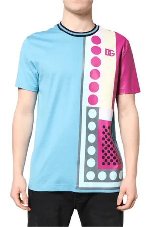 Dolce & Gabbana Top, Herre, Flerfarvet, L, Bomuld, Multifarvet Logo Print Kortærmet T-shirt