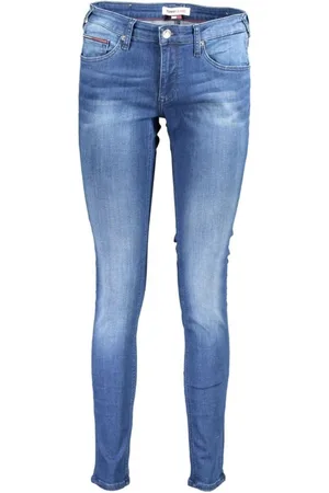 Tommy Hilfiger Jeans, Dame, Blå, W29 L32, Denim, Vintage Faded Skinny Jeans med Broderi