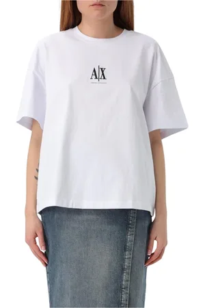 Armani Exchange Top, Dame, Hvid, L, Uld, Hvid Logo Tee Stilfuld Moderne