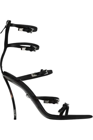 VERSACE Sko, Dame, Sort, 37 EU, Satin, Sort Satin Højhælede Sandaler