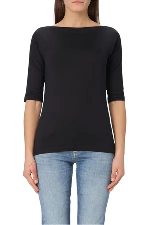 Dondup Top, Dame, Sort, XS, Bomuld, Blå Bådhals Ærmeløs Top