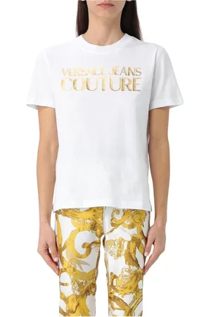 VERSACE Top, Dame, Hvid, M, Bomuld, Ikonisk Logo T-Shirt Hvid Kvinder