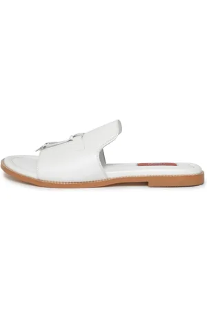 CESARE GASPARI Sko, Dame, Hvid, 39 EU, Uld, Tassel Stroll Mules