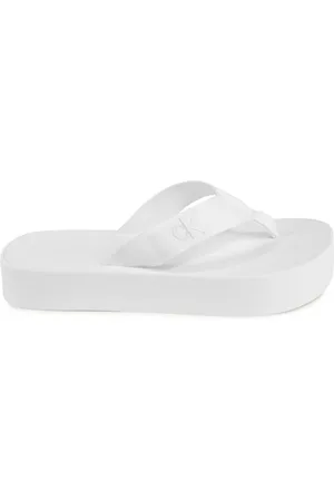 Calvin Klein Sko, Dame, Hvid, 40 EU, Uld, Hvid Polyester Flip Flops Stilfuld Komfort