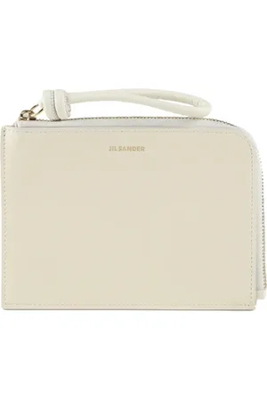 Jil Sander Tilbehør, Dame, Hvid, ONE SIZE, Ivory Kalveskind Clutch Pung med Logo