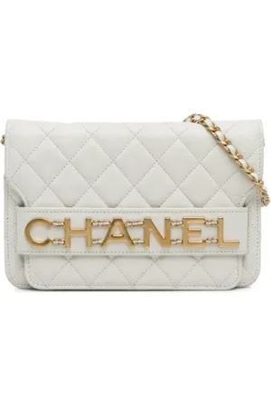 CHANEL Pre-owned, Dame, Hvid, ONE SIZE, Uld, Pre-owned Laeder crossbody-tasker