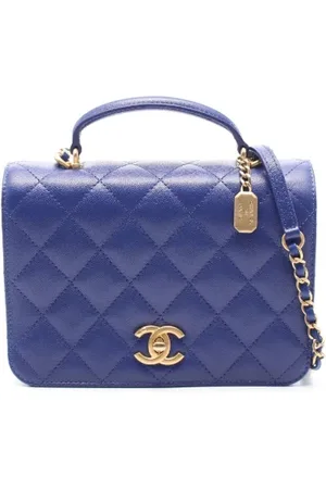 CHANEL Pre-owned, Dame, Blå, ONE SIZE, Uld, Pre-owned Laeder crossbody-tasker