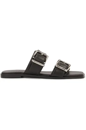 Kazar Sko, Dame, Sort, 40 EU, Læder, Læder flip-flops med brede remme