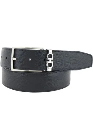 Salvatore Ferragamo Tilbehør, Herre, Sort, 105 CM, Læder, Vendbar læderbælte med Gancini-logo