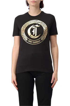 Roberto Cavalli Top, Dame, Sort, XS, Bomuld, Sort Crew Neck T-Shirt Kvinder