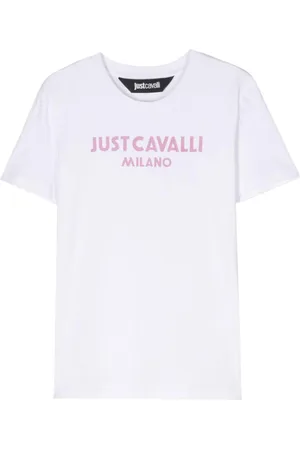 Roberto Cavalli Top, Dame, Hvid, XS, Bomuld, Hvid Logo T-shirt
