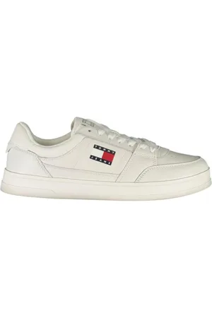 Tommy Hilfiger Sko, Herre, Hvid, 40 EU, Polyester, Hvide Polyester Sneakers med Polstret Sål